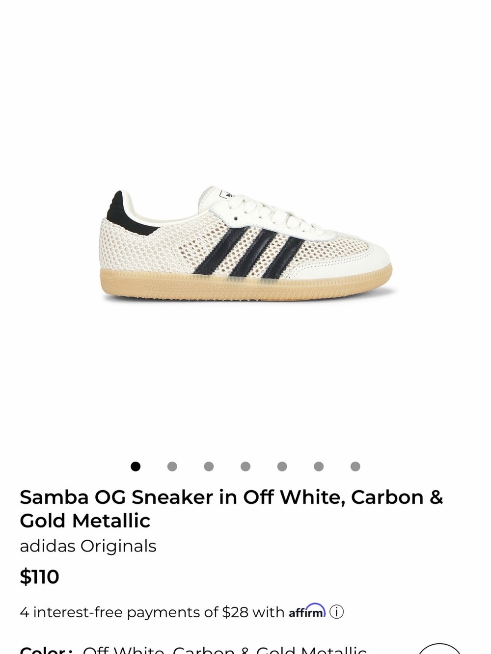 adidas Samba OG crochet women’s  in Off White & Black sold out